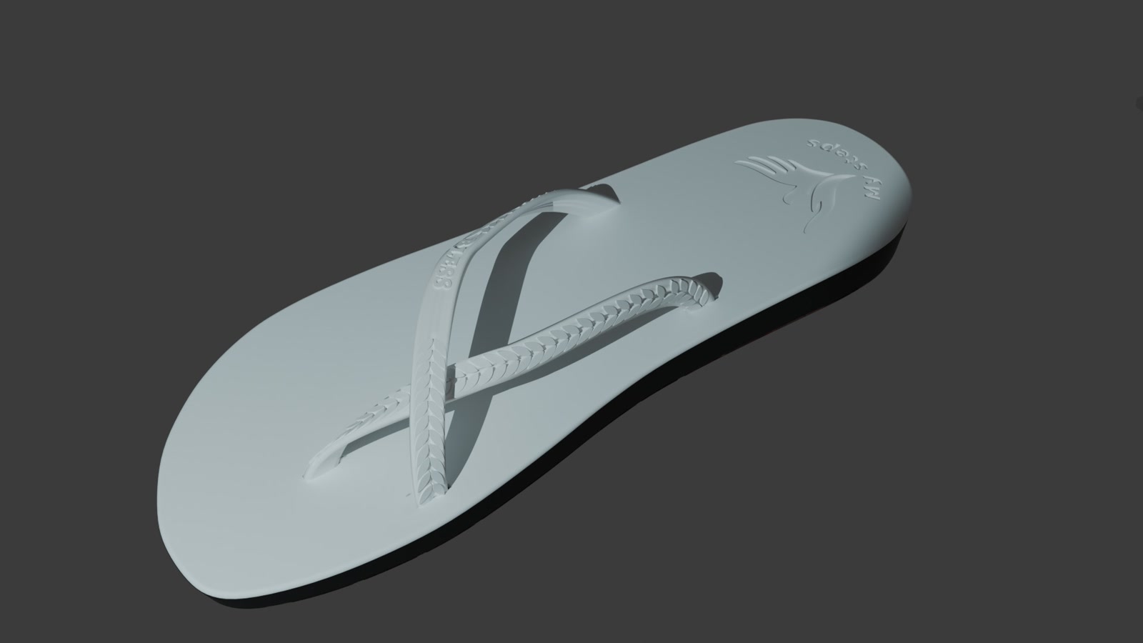 Render of the flip flop sole detail and tread pattern.