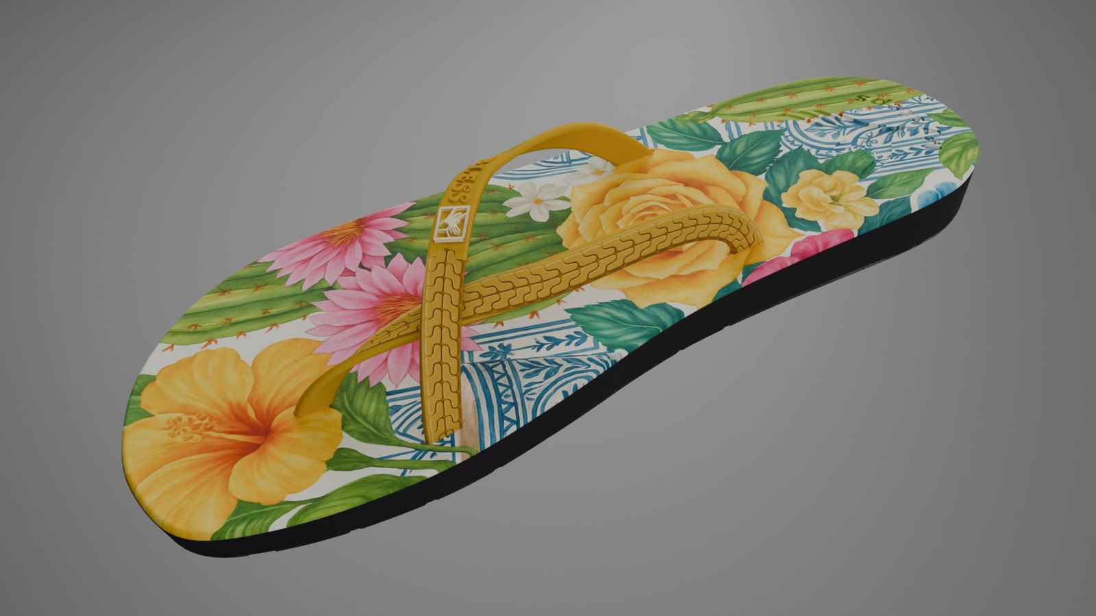 Render of the flip flop lit from the side to show material sheen.