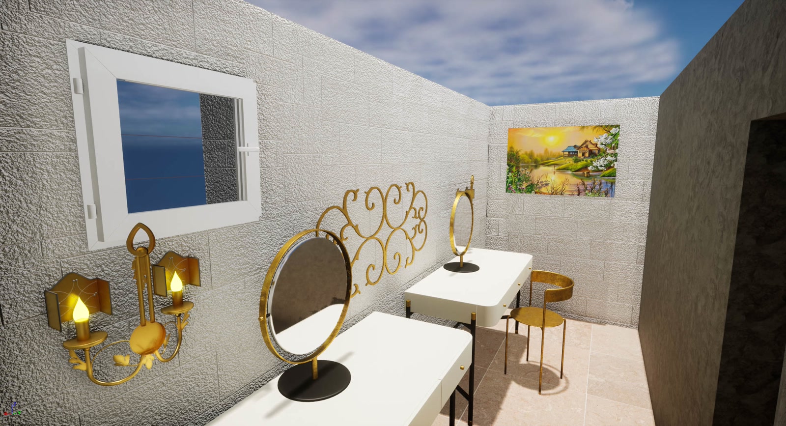 Render of the immersion pool with steps descending into the water.